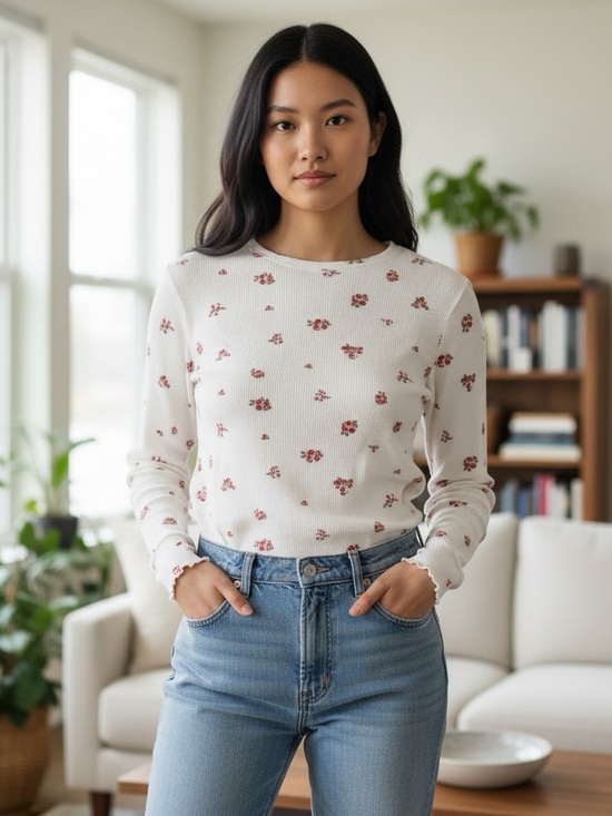 Brass Plum Tops - Nordstrom Brass Plum floral print Thermal Top M